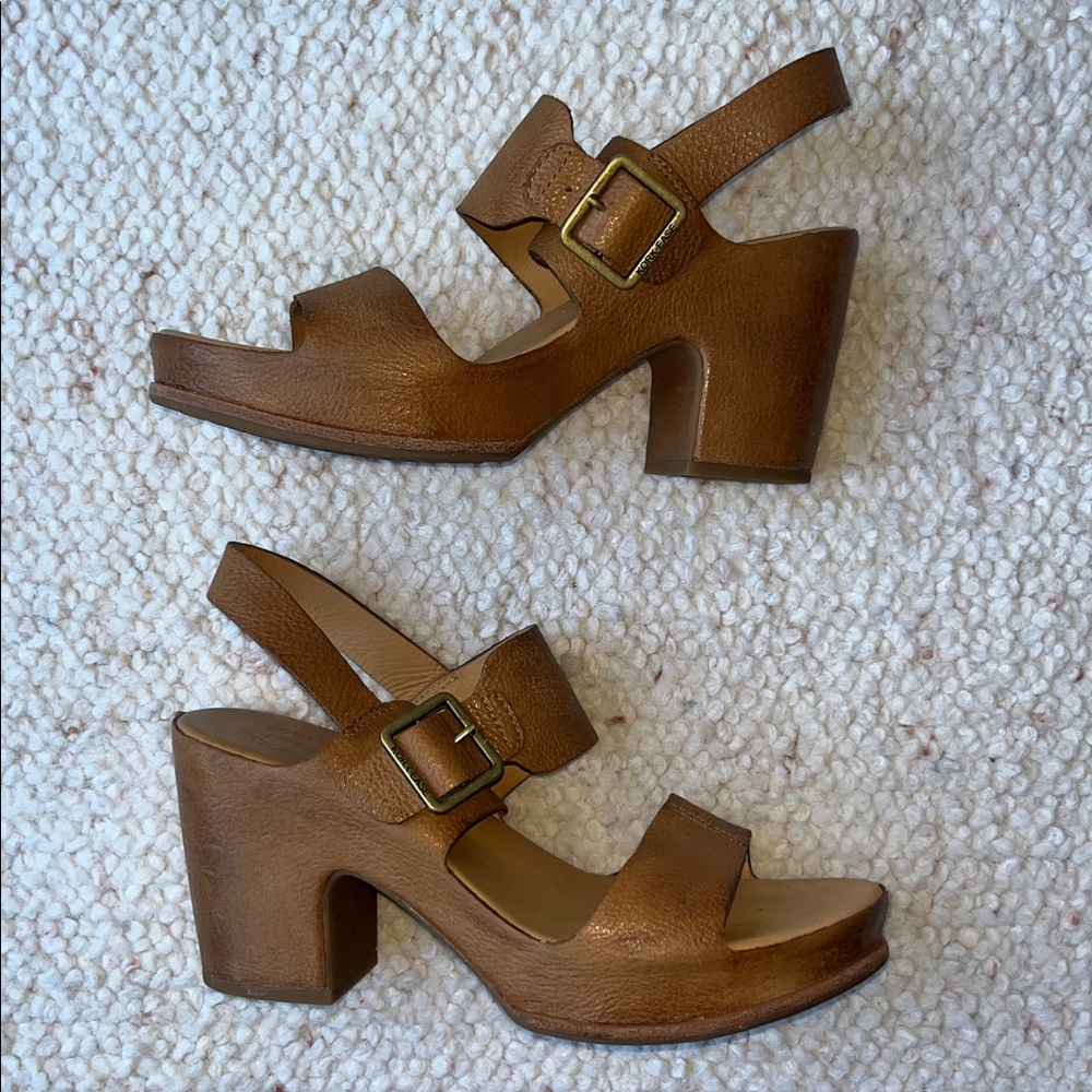 Kork Ease San Carlos Platform Chunky Heel Sandals Brown Terra 10 - Picture 3 of 8